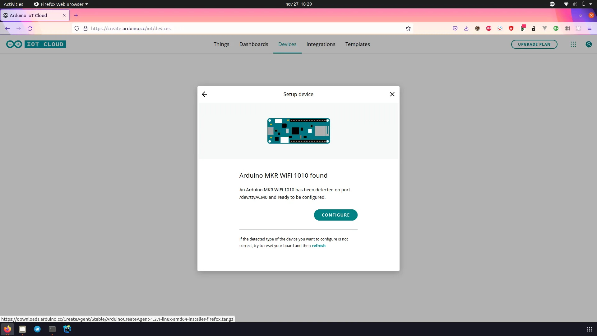 Device ready to be configured