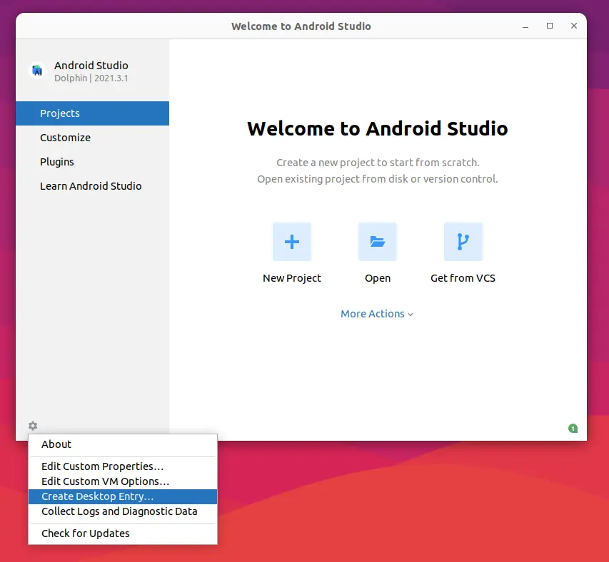 Android Studio desktop entity