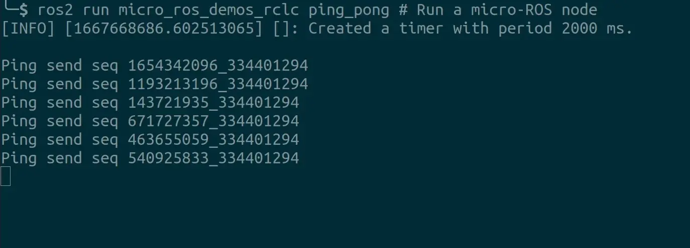 micro ros demos rclc output