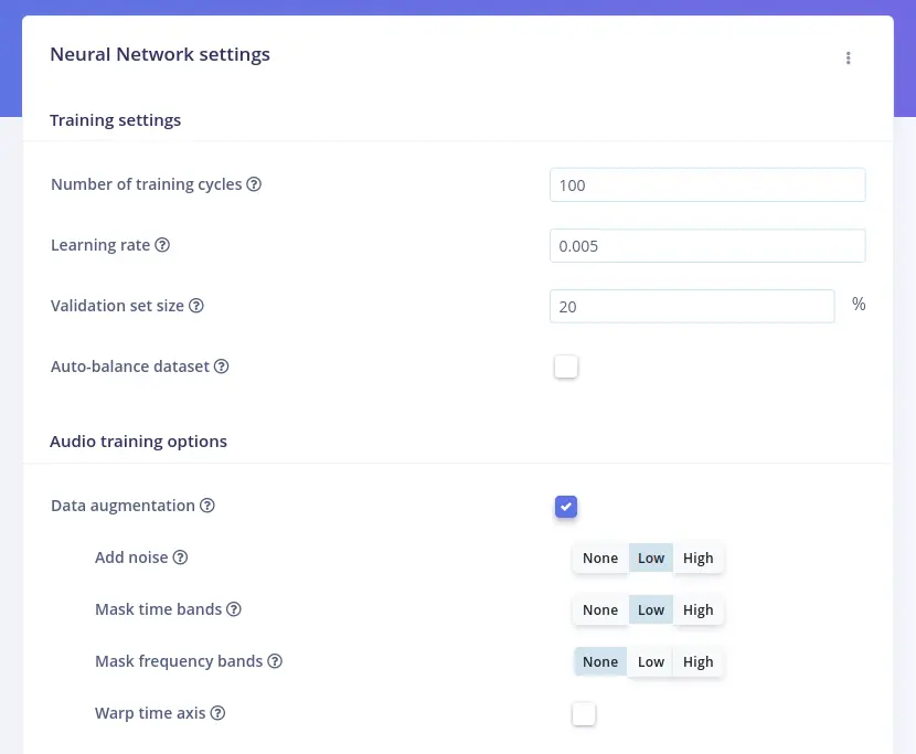 NN Classifier input slice