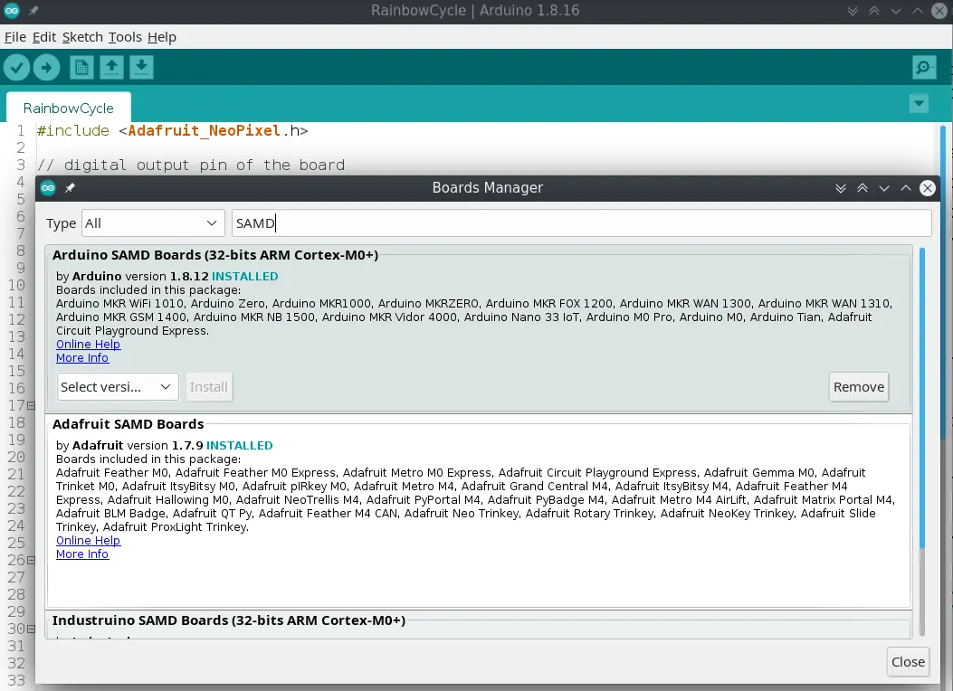 Arduino IDE - Boards Manager