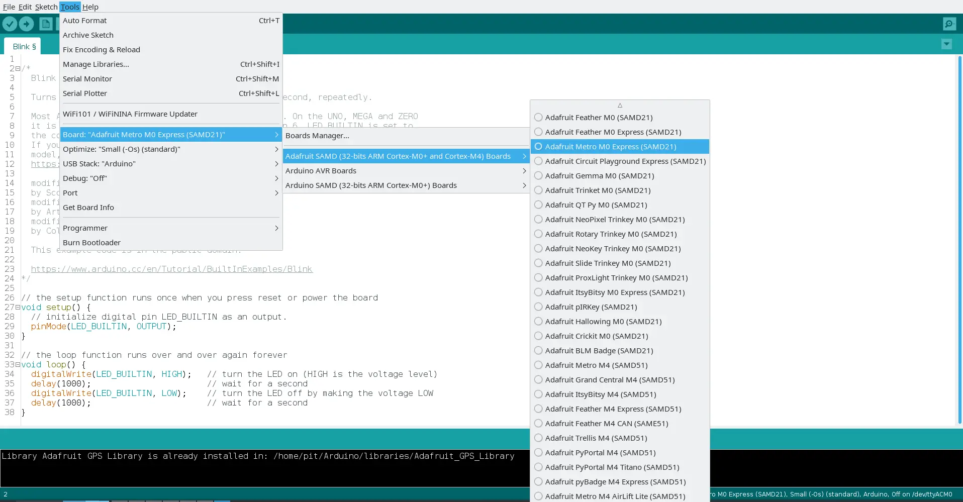 Arduino IDE - Select the board