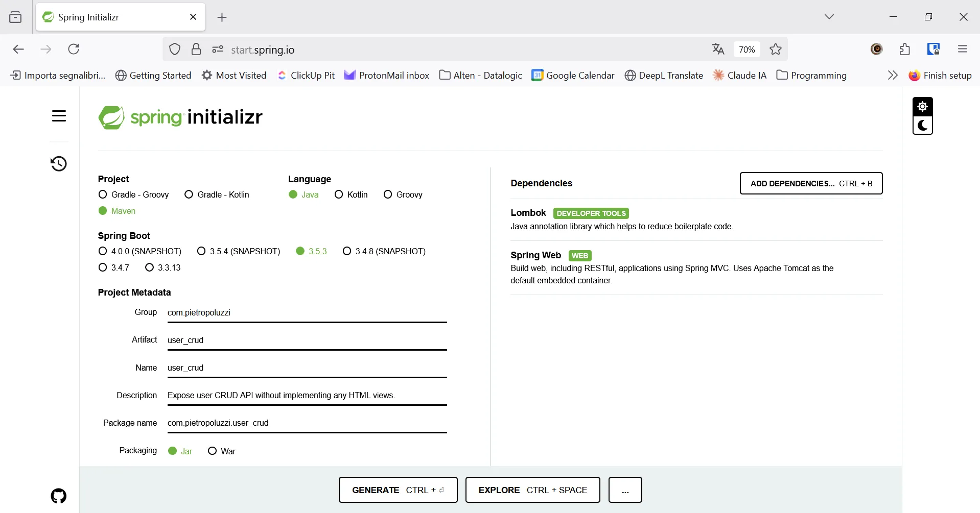 spring-initializr-user-crud